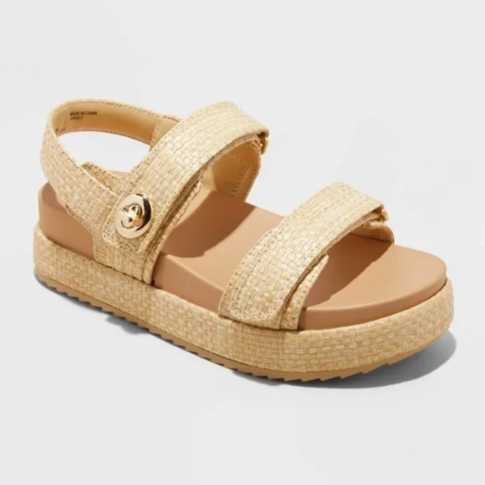 A New Day Tan Tanner Platform Double Band Sandals Size 11